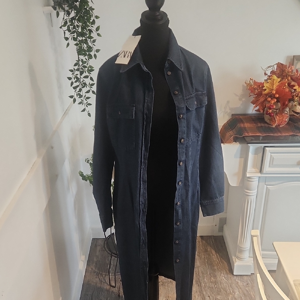 Dark Blue Denim Long Jacket